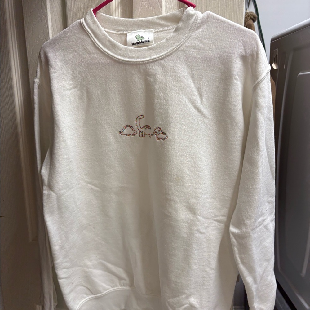 White Dinosaur Embroidered Sweatshirt
